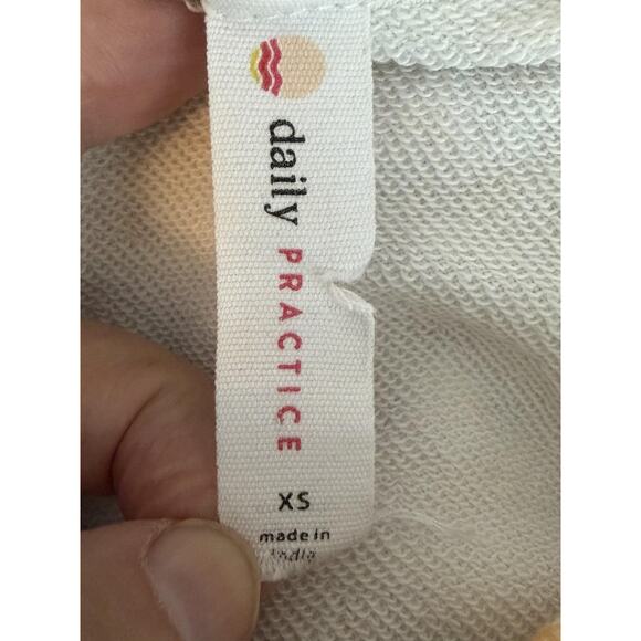 Daily Practice Hoodie Womens XS White Short Sleeve Embroidered Floral Pullover - Picture 8 of 11
